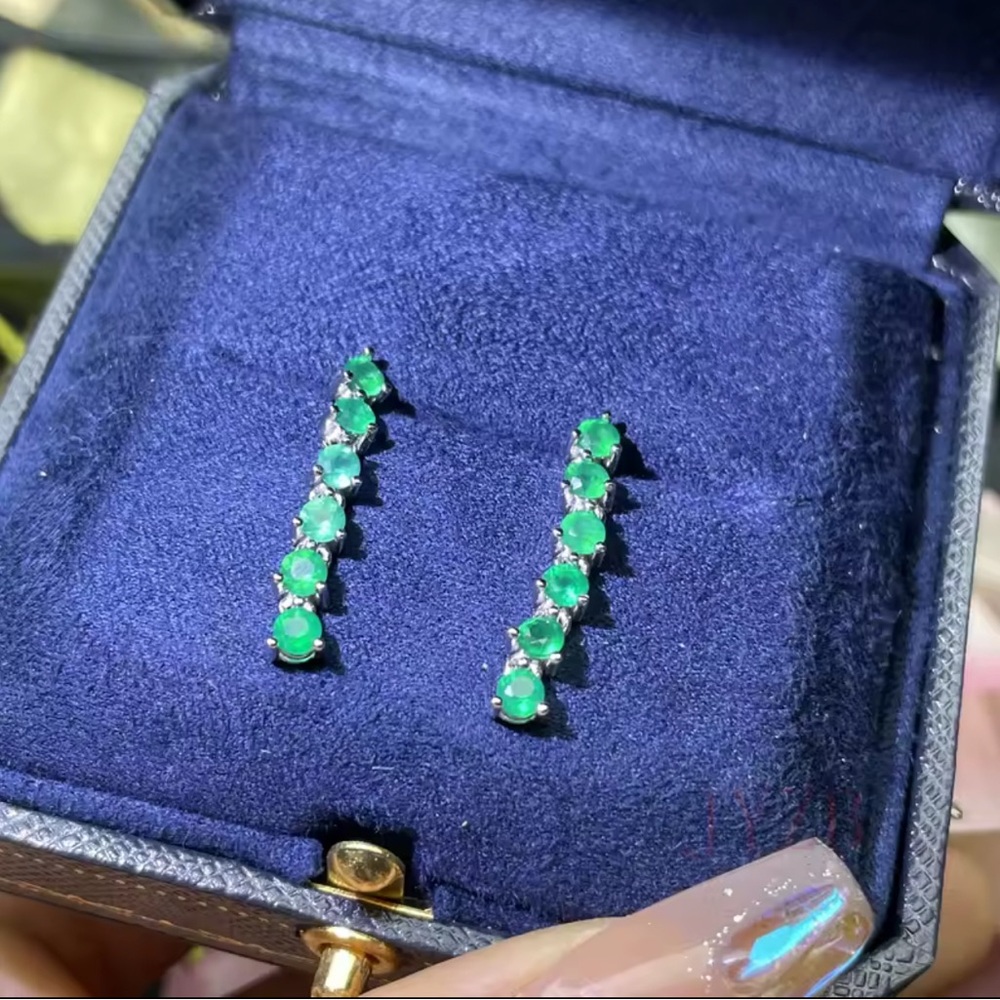 Natural Colombian Emerald Dangle Earrings w/ Certificate